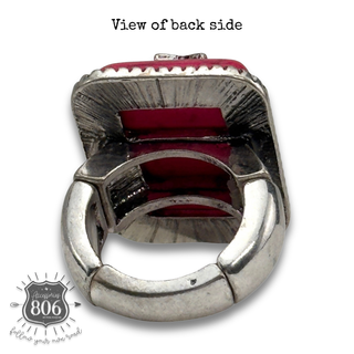 Western rectangle aztec stone ring - LC