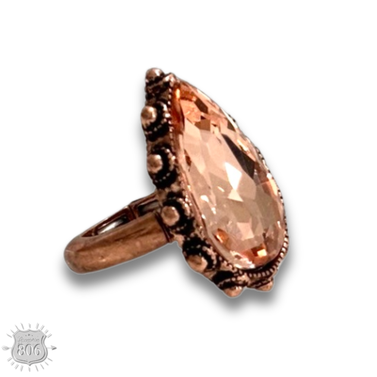 Rhinestone teardrop stretch ring