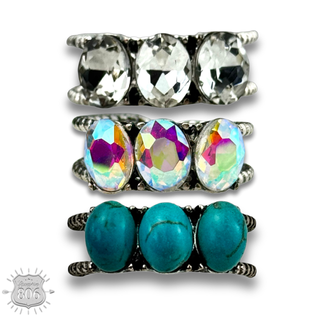 Stone oval bead ring