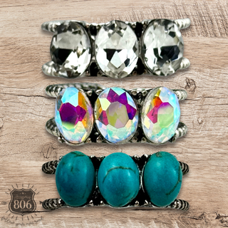 Stone oval bead ring