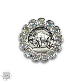 Buffalo nickel and rhinestone ring