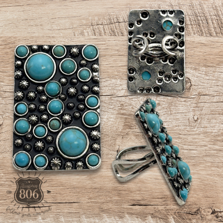 Western burnished rectangle ring