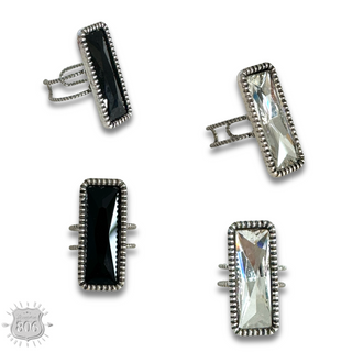 Solid rectangle rhinestone ring