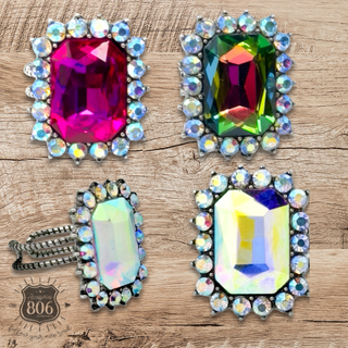 Large octagon rhinestone adjustable ring