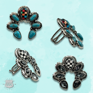 Checkerboard naja style adjustable ring