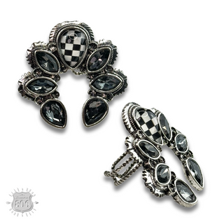 Checkerboard naja style adjustable ring