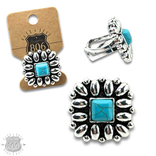 Western silver and stone ring