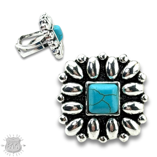 Western silver and stone ring
