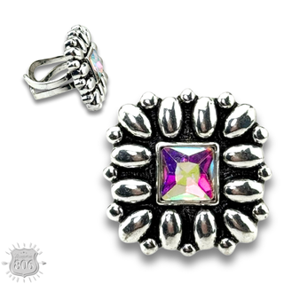 Western silver and stone ring