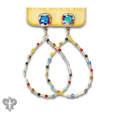 Multi-color beads teardrop, Austrian crystal earring, last call