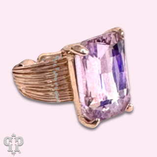 Faceted rectangle rhinestone adjustable ring