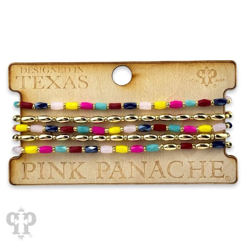 Multi-color and gold bead bracelet set