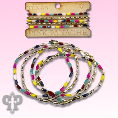 Multi-color and gold bead bracelet set