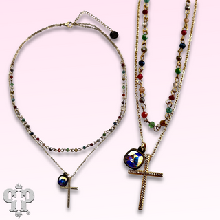 Rhinestone cross necklace with Austrian crystal