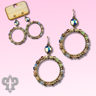 Multi-color rhinestone circle earring, Austrian crystal