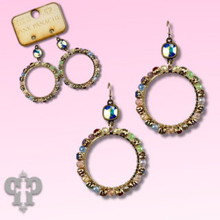 Prong set rhinestone circle earring with Austrian crystal