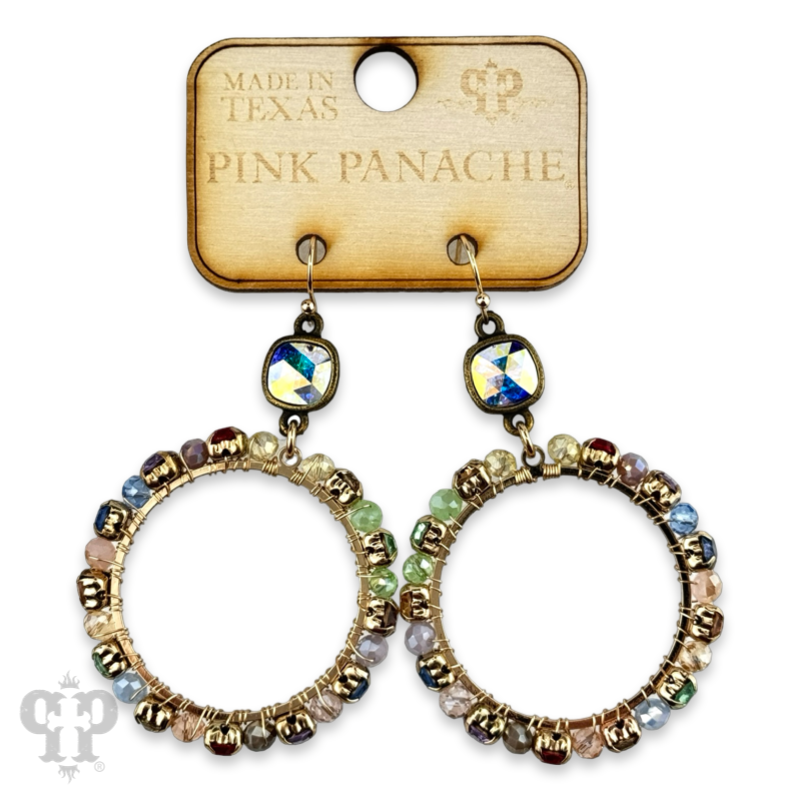 Multi-color rhinestone circle earring, Austrian crystal