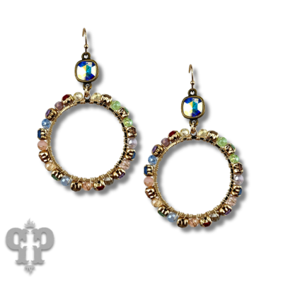 Multi-color rhinestone circle earring, Austrian crystal