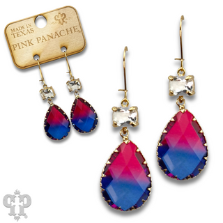 Ombre multi-color rhinestone teardrop earring, last call