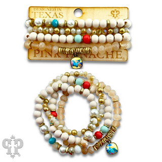 Multi-color and white bracelet set, Austrian crystal