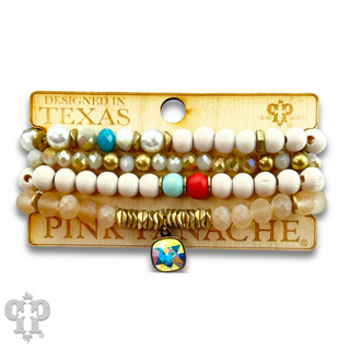 Multi-color and white bracelet set, Austrian crystal