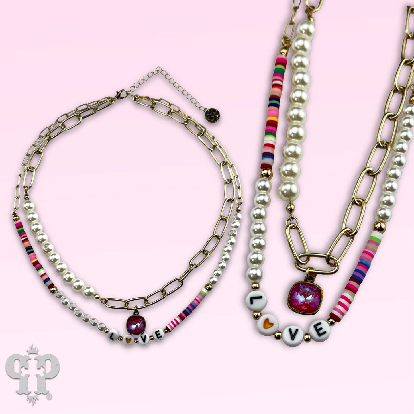 LOVE word multi-color necklace, Austrian crystal