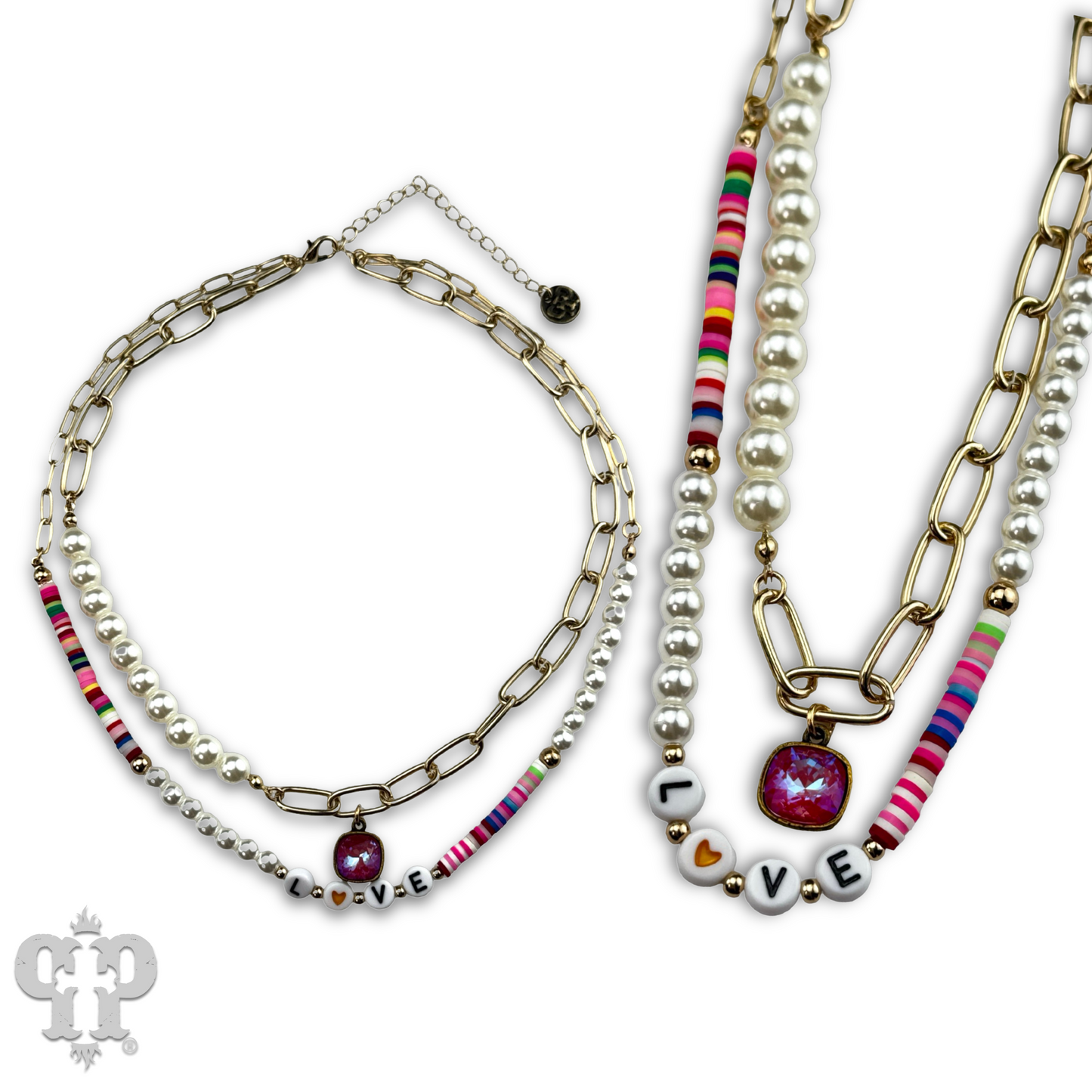 LOVE word multi-color necklace, Austrian crystal