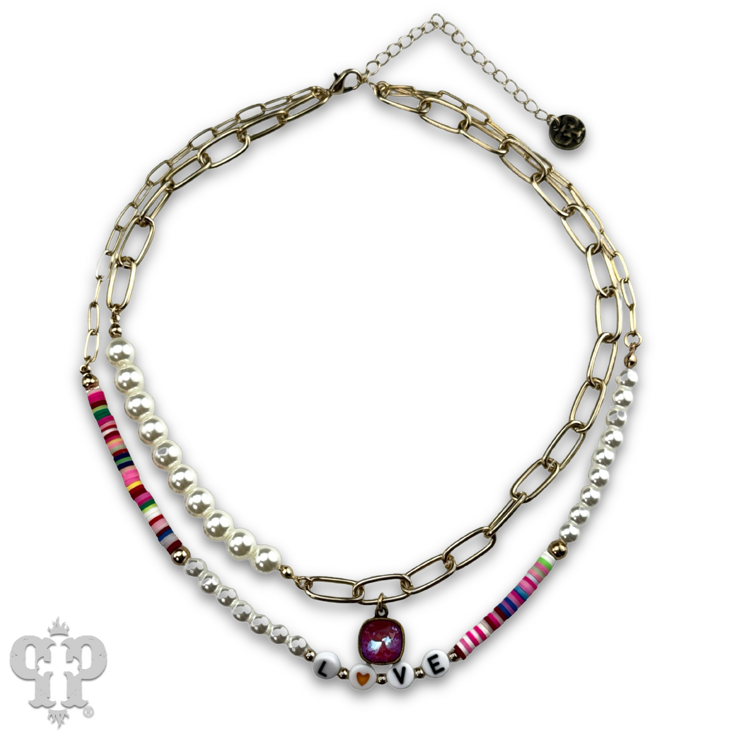 LOVE word multi-color necklace, Austrian crystal