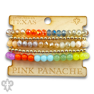 Light multi-color and gold bead bracelet set