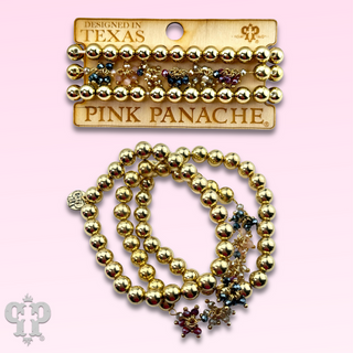 Gold and multi-color bead bracelet set