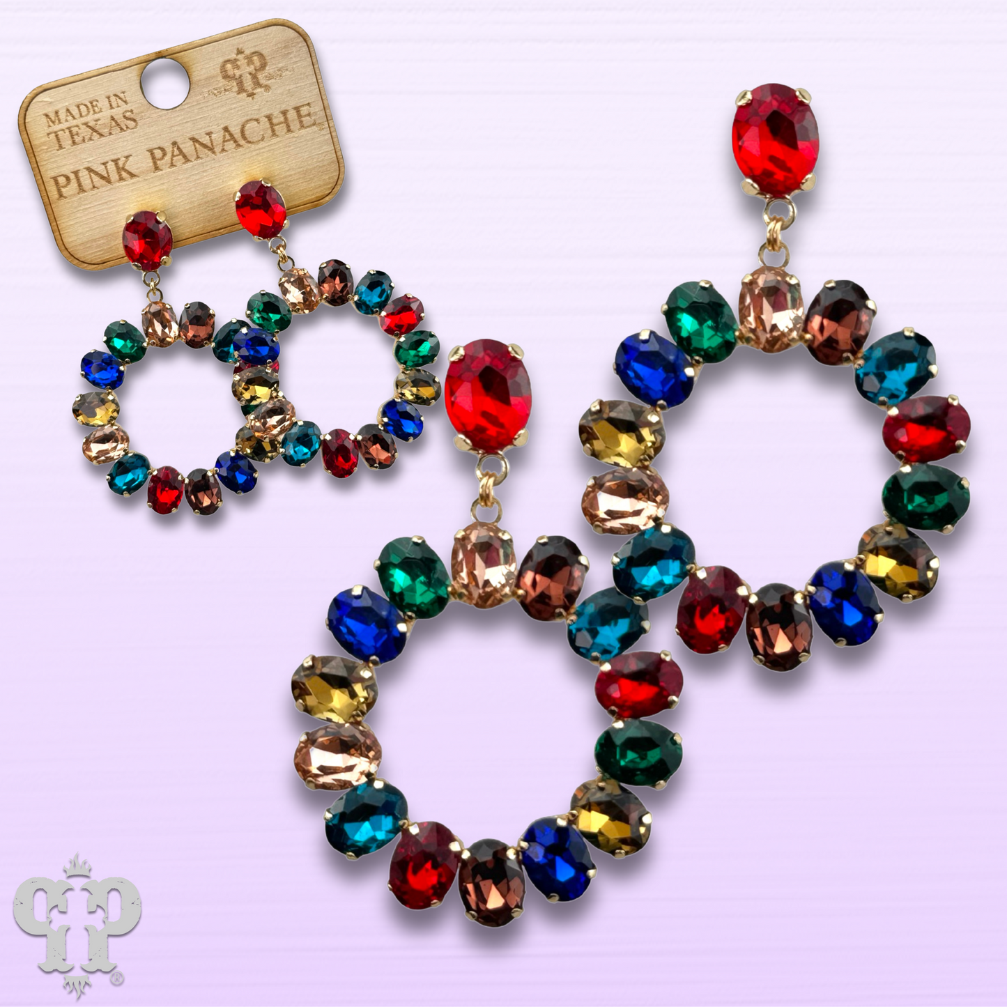 Jewel tone rhinestone circle earring, last call
