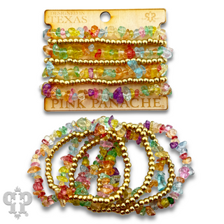 Seven strand multi-color quartz bead bracelet set