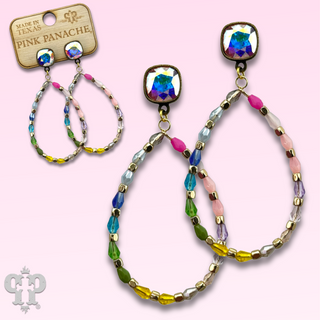 Multi-color bead teardrop earring, Austrian crystal