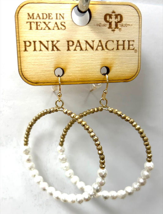 Faceted gold and pearl bead earring, last call