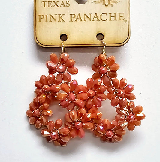 Orange crystal flower teardrop earring, last call
