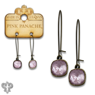 Square Austrian crystal on kidney wire earring, 10mm