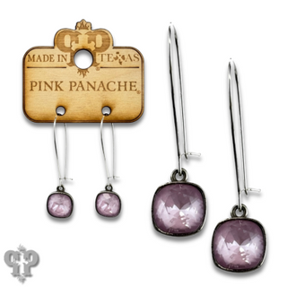 Square Austrian crystal on kidney wire earring, 10mm