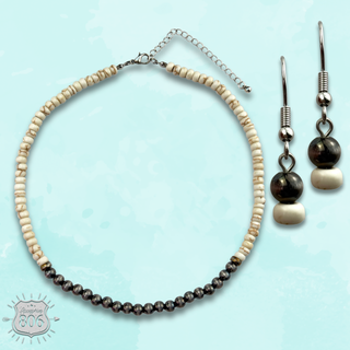 Stone and silver bead necklace set