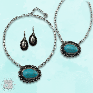 Oblong stone necklace set, last call