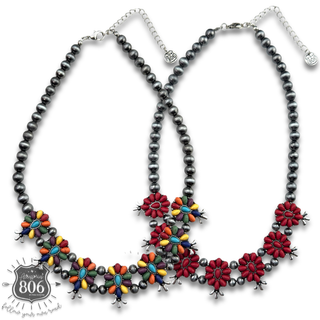 Stone flower squash blossom necklace set, last call