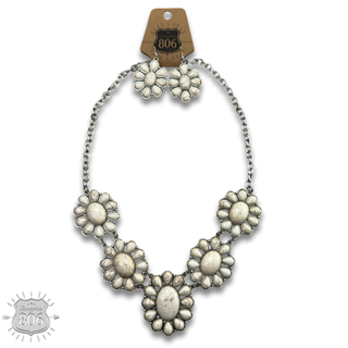Stone flower necklace set