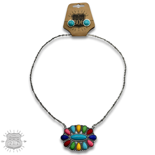 Stone flower necklace set