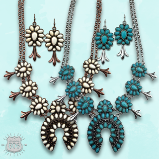 Stone squash blossom necklace set