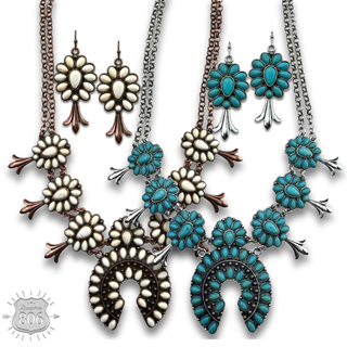 Stone squash blossom necklace set