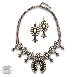 Stone squash blossom necklace set