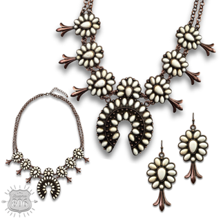 Stone squash blossom necklace set