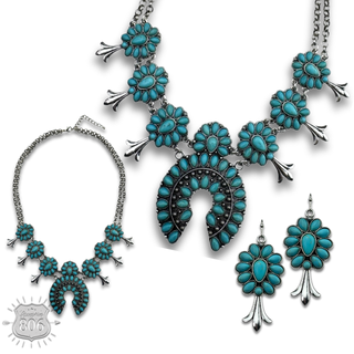 Stone squash blossom necklace set