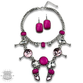 Rhinestone squash blossom necklace set