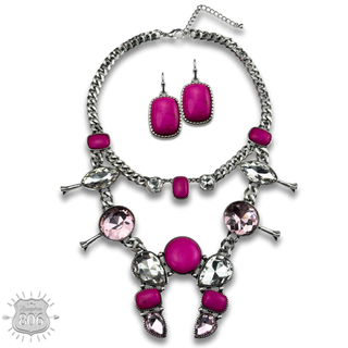 Rhinestone squash blossom necklace set