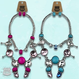 Rhinestone squash blossom necklace set